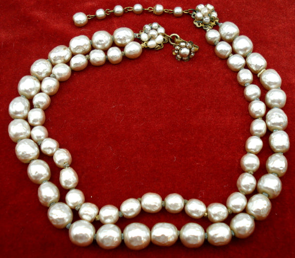 Miriam Haskell 2 Strand Pearl Necklace