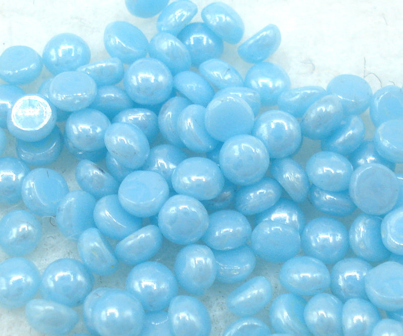 2mm (2194) Blue Green AB Glass Round Cabochon