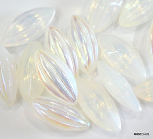 15x7mm (3146) White Opal AB Ribbed Marquises