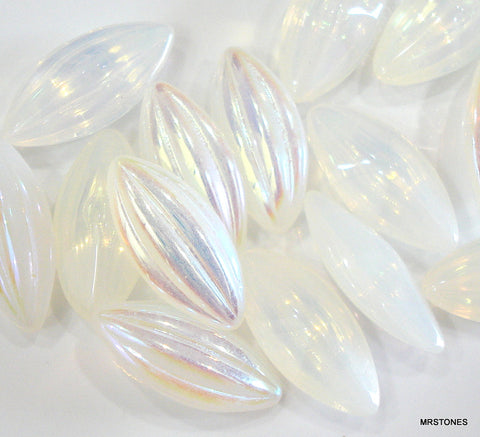 15x7mm (3146) White Opal AB Ribbed Marquises