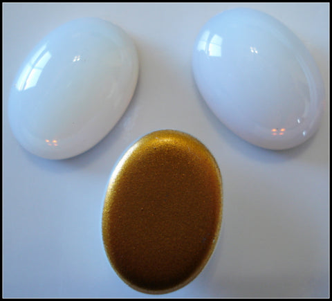 14x10mm (2195) Glass White Opal Oval Cabochon