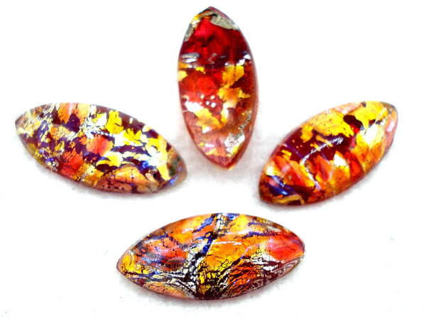 15x7mm (3175) Red Opal Glass Marquise Navette Cabochon