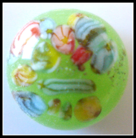 8mm (2175) Apple Green Floral Round Button Top