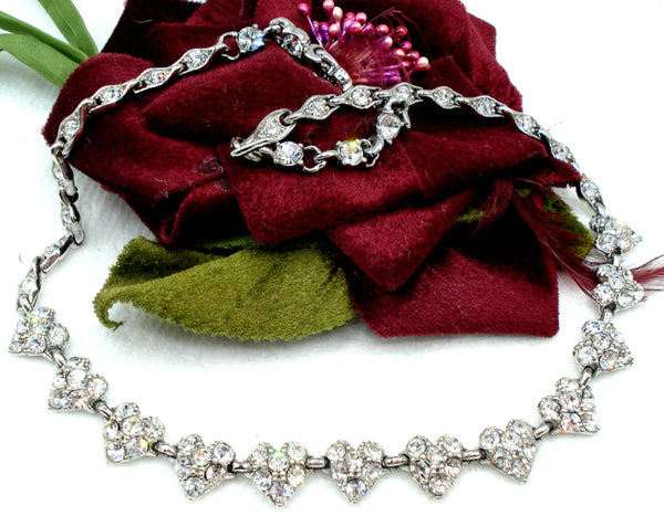 Bogoff Heart Crystal Rhinestone Necklace
