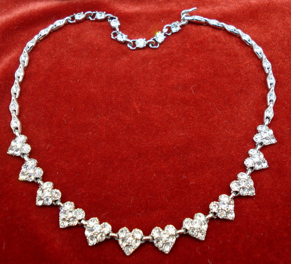 Bogoff Heart Crystal Rhinestone Necklace