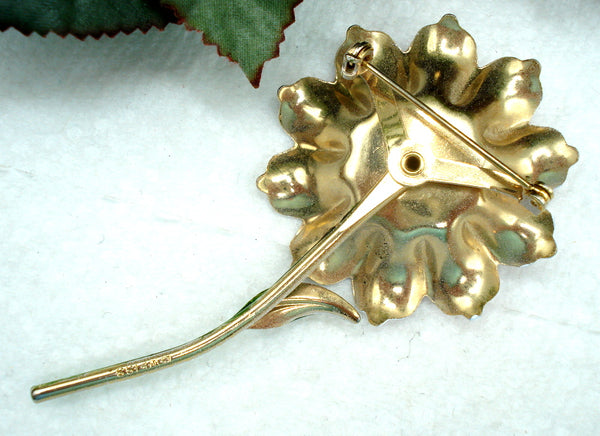 Weiss Red White Enamel Flower Brooch