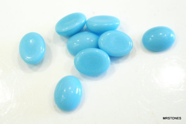 8x6mm (2195) Light Turquoise Glass Oval Cabochon