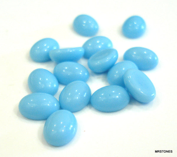 8x6mm (2195) Light Turquoise Glass Oval Cabochon
