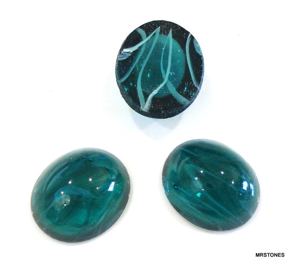 14x10mm (1685) Glass Flawed Emerald Oval Cabochon