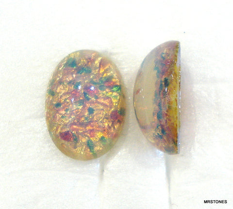 14x10mm (1685) Glass Fire Opal Oval Cabochon Czech