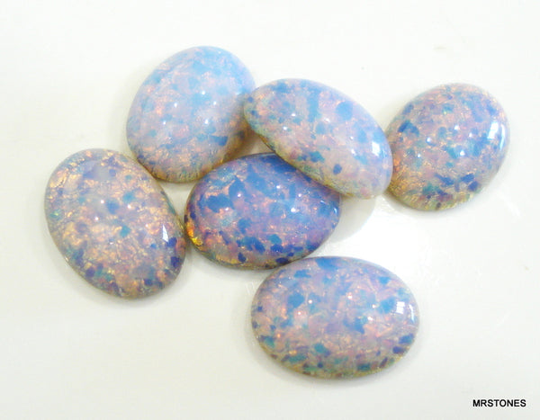 14x10mm (1685) Glass Cloudy Fire Opal Oval Cabochon