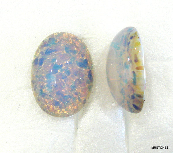 14x10mm (1685) Glass Cloudy Fire Opal Oval Cabochon