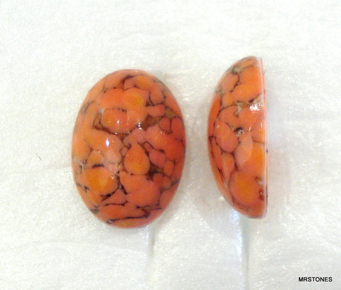 14x10mm (1685) Coral Matrix Oval Cabochon