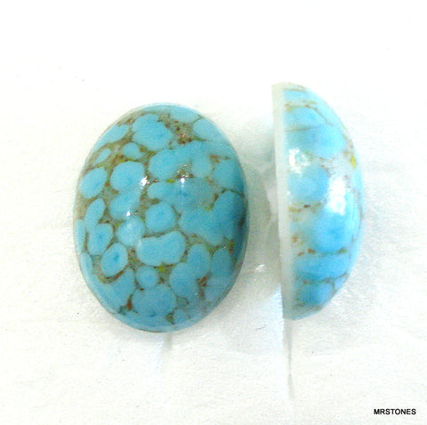 16x12mm (1685) Glass Turquoise Matrix Oval Cabochon