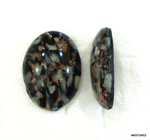 18x13mm (1685) Glass Opal White Gold Stone Oval Cabochon