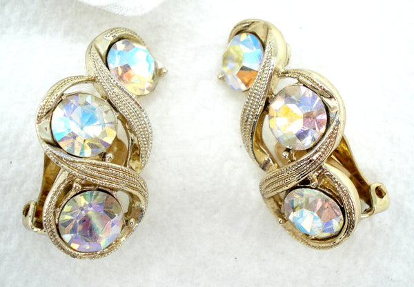 Kramer Crystal AB Earrings 1 1/4"