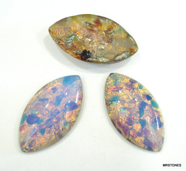 32x17mm (3175) Glass Fire Opal Marquise Navette Cabochon