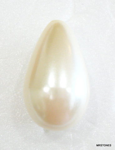 24x14mm Creme Imitation Pearl Pear One Hole Top Half Drilled Glass