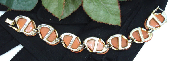 Lisner Bracelet Rich Burnt Orange Lucite