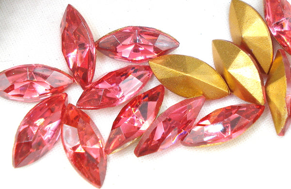 15x7mm (4200/2) TTC Old Cz Dark Rose Pointed Back Marquises