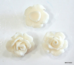 9mm (2269) Flower Ivory Color Celluloid Plastic Back Plug Post