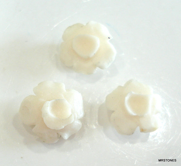 9mm (2269) Flower Ivory Color Celluloid Plastic Back Plug Post