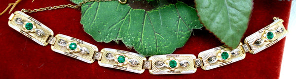 Damascene Bracelet Emerald Rhinestones