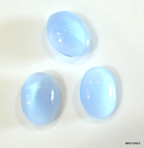 8x6mm (3188) Glass Blue Moonstone Oval Buff Top Doublet