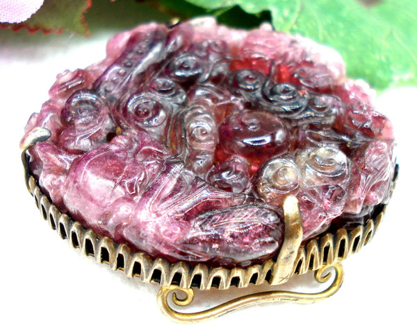 Exquisite Carved Amethyst Antique Brooch