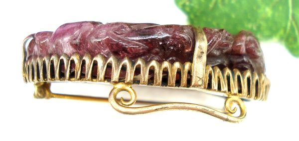 Exquisite Carved Amethyst Antique Brooch