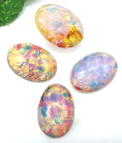 16x11mm (1685) Fire Opal Glass Oval Cabochon