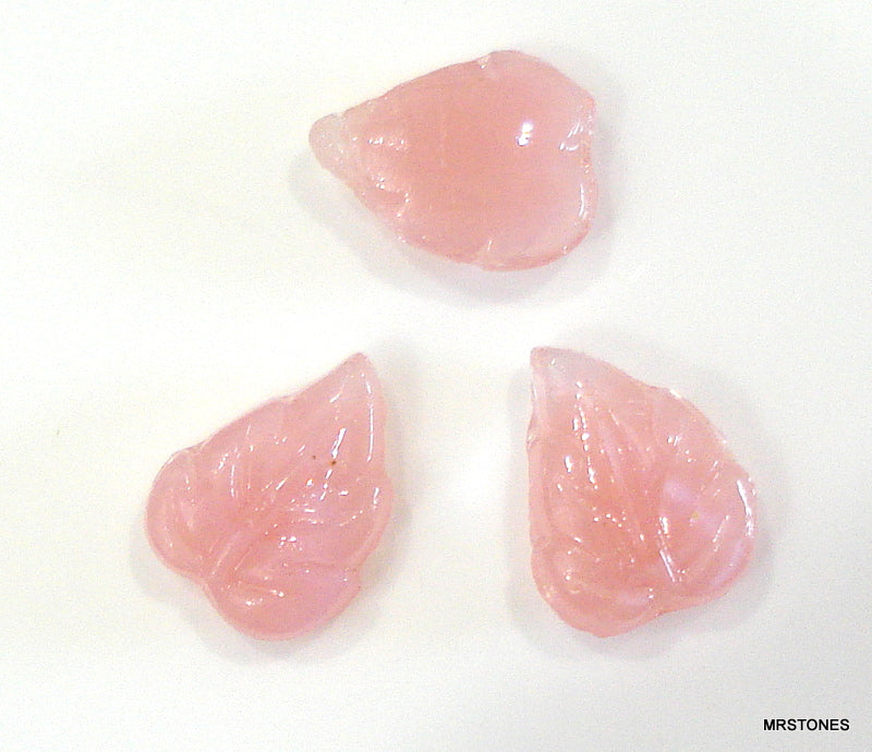 7x6mm Czech Glass Pink Moonstone Leaves