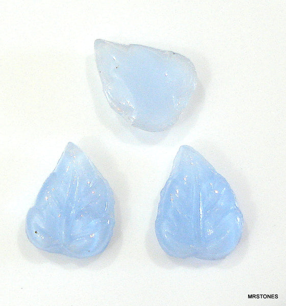 7x6mm Czech Glass Blue Moonstone Leaves