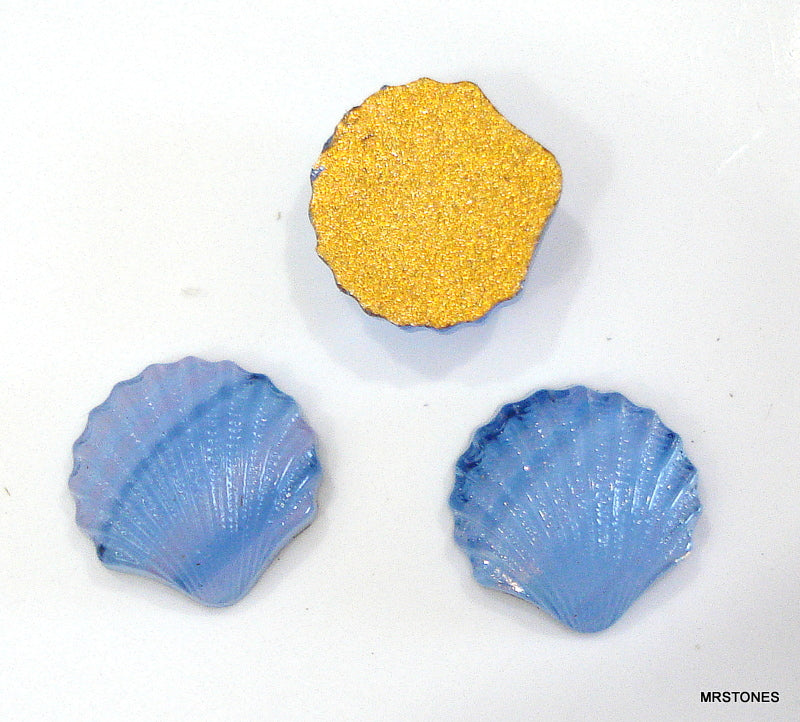 8mm Vintage Blue Seashell Glass Stones