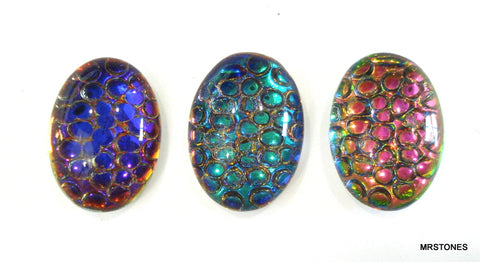 14x10mm (7878) Snakeskin Look Oval Glass Cabochons