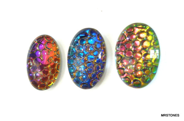 14x10mm (7878) Snakeskin Look Oval Glass Cabochons