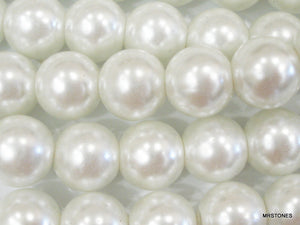 10mm Glass White Fully Drilled Imitation Round Pearl
