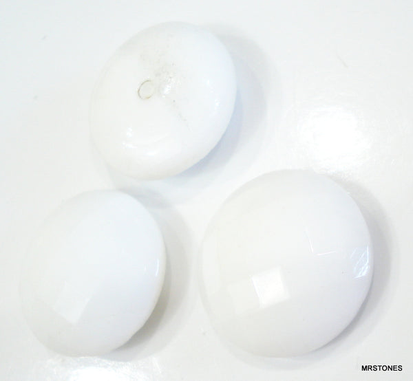 20mm (2030) Chalk White Button Top Fully Faceted