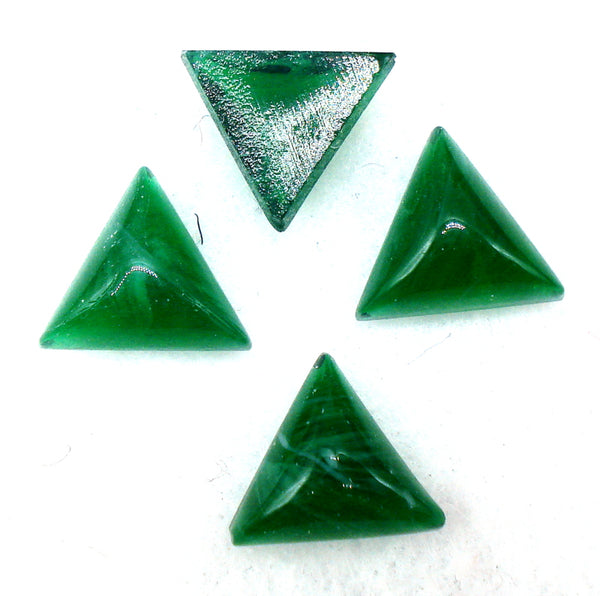 10mm Glass Flawed Emerald Cabochon Triangle