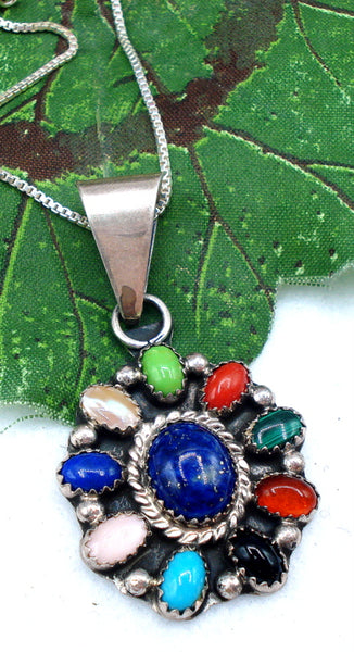C. Jones Navajo Sterling Necklace Gemstones