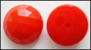 14mm (2030) Cherry Red Faceted Button Top Glass Cabochons