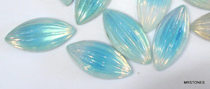 15x7mm (3175) Aqua Crystal Ribbed Marquise Navette Cabochon