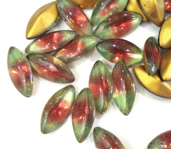 15x7mm (3146) Peridot Ruby Bi Color Marquise Buff Top Doublet