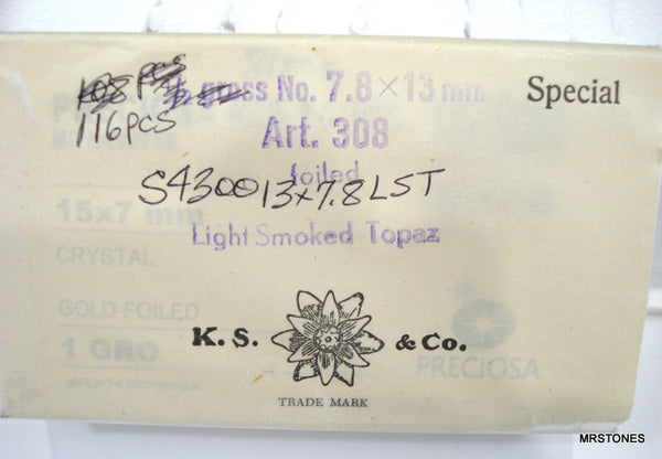 13x7.8mm (4300) Light Smoked Topaz Pear Shape
