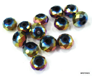 6mm Glass Iridescent Faceted Beads 100 pc Lot