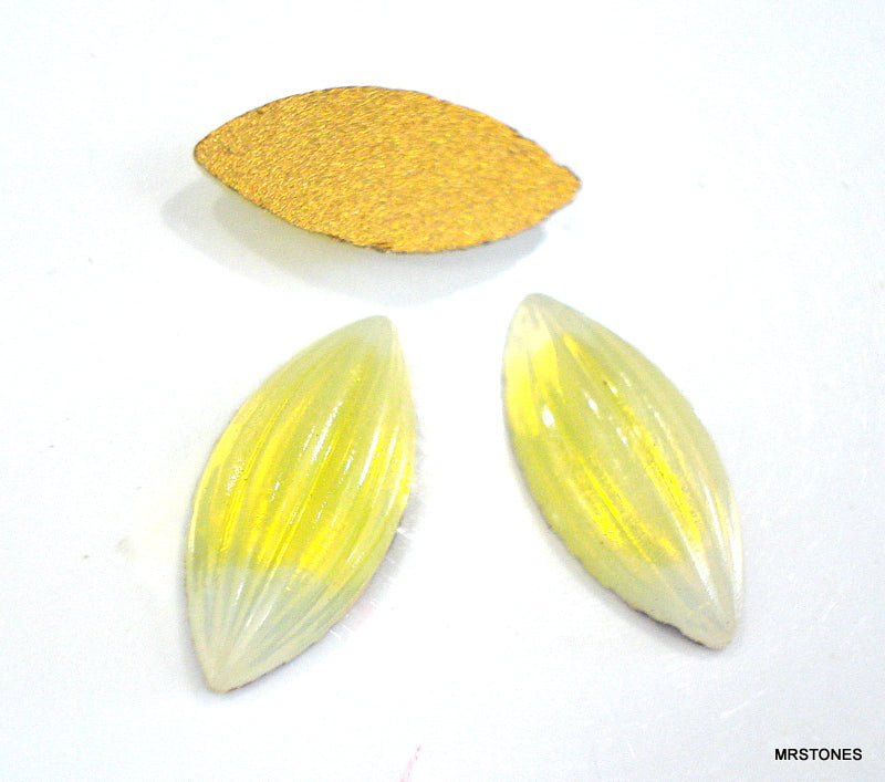 15x7mm (3175) Yellow Sabrina Ribbed Marquise Navette Flat Back