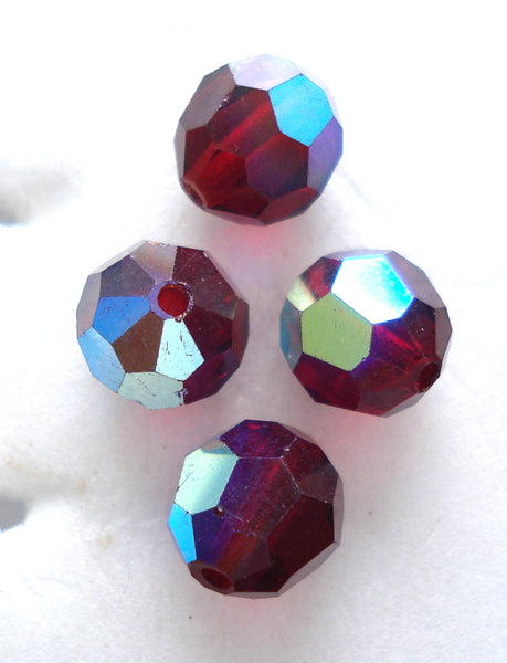 8mm (5000) Cz Siam AB Faceted Glass Bead