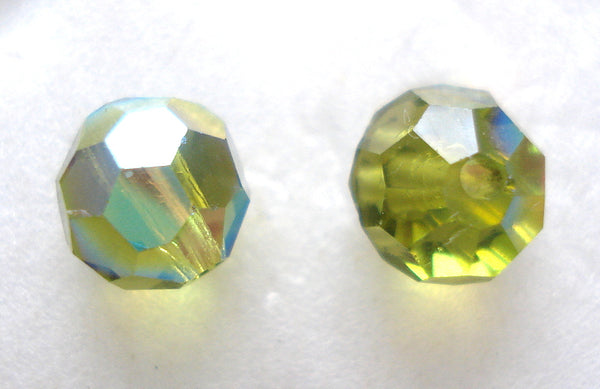 6mm (5000) Cz Olivine AB Glass Faceted Bead