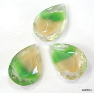 18x13mm (4320/2) Green Tan Givre Pear Pendaloque Shape