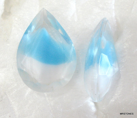 18x13mm (4320/2) Aqua Blue White Givre Pear Pendeloque Shape